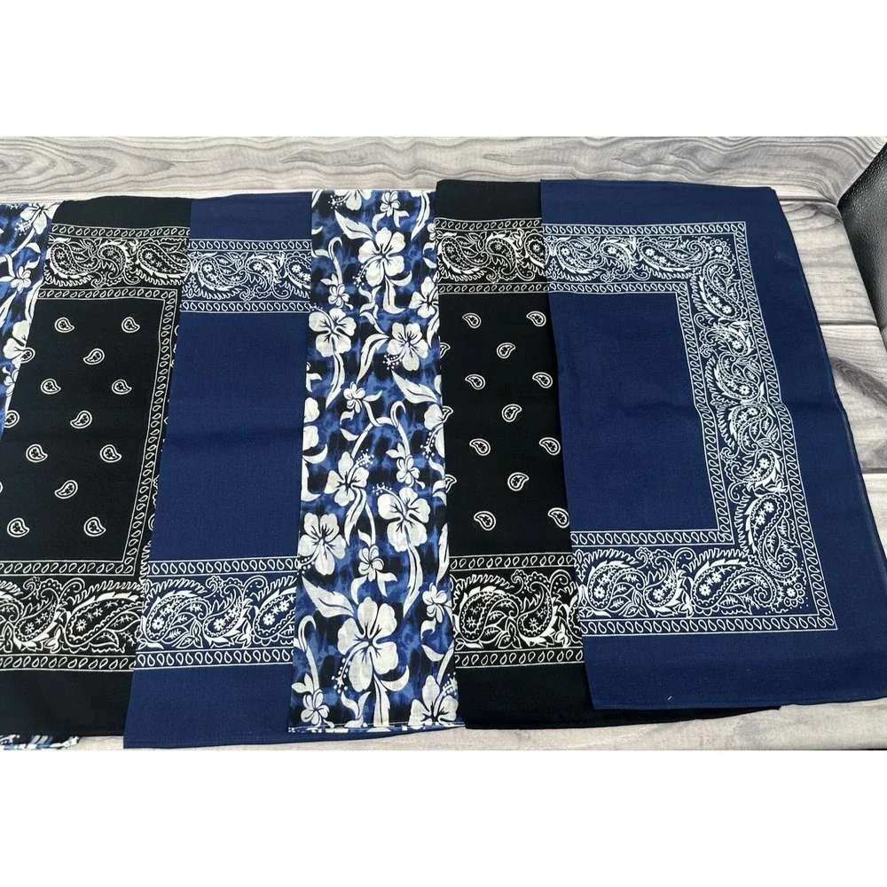 LOT OF 6 VINTAGE 100% COTTON BANDANAS / HANKERCHIEFS-MULTI COLOR-BRAND NEW ‎ *8